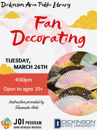 Fan Decorating for ages 10+ on March 26th