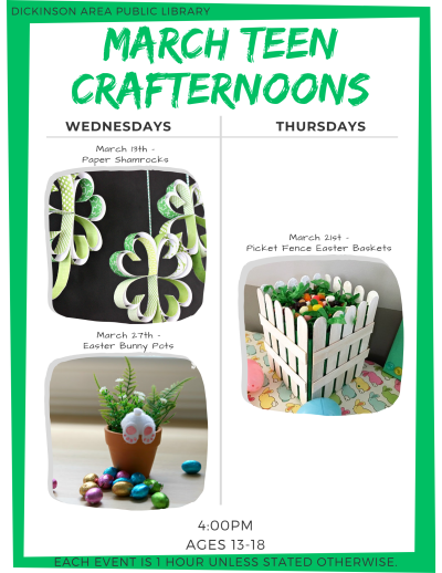 March Teen Crafternoons Poster